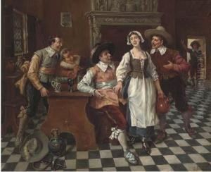 Merrymaking In A Tavern by Gaston Bonfils