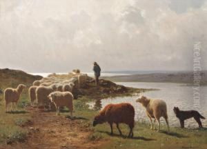 Berger Et Son Troupeau, Pres Du Rivage