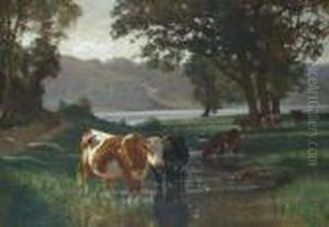 Cattle Watering by Auguste Bonheur
