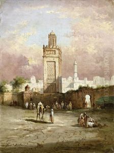 Foule Aux Abords D'une Medina by Ferdinand Bonheur
