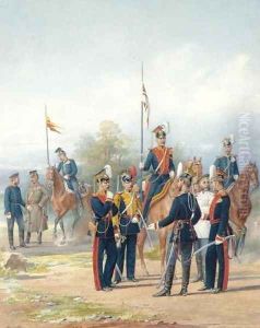 Group of Officers, Standard Bearers and Trumpeter from Their Majesties Lifeguards Uhlan Regiments Group of Officers, Standard Bearers and Trumpeter from Their Majesties Lifeguards Uhlan Regiments