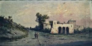 Promeneurs Aux Abords D'une Maison by Ferdinand Bonheur