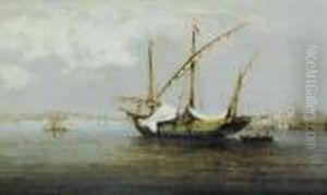 Felouque Dans Le Port by Ferdinand Bonheur