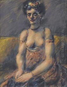Sitzende Frau Mit Offenem Kleid by Leon Bonhomme