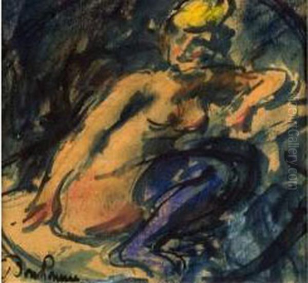 Nu Assis Aux Bas Bleus. - view 1