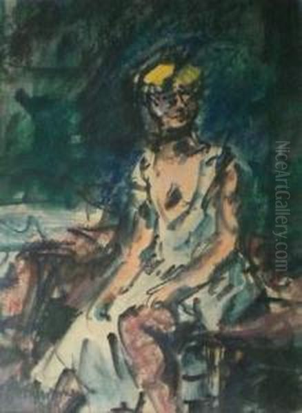Femme Assise En Deshabille Blanc - view 1