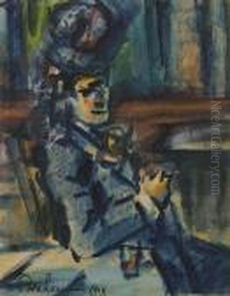 Jeune Femme Assise Devant La Table - view 1