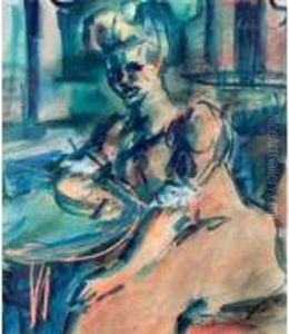 Femme Assise A La Table by Leon Bonhomme