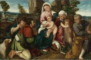 Holy Family With Saint Elizabeth, The Infant St. John, And Twoshepherds