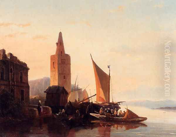 Moored Shipping By A Lighthouse - view 1