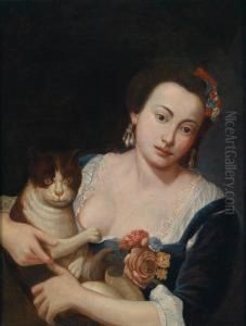 Giovane Dama Che Gioca Con Il Suo Gatto