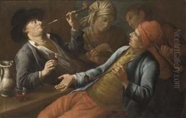 Peasants Drinking And Smoking In An Interior - view 1