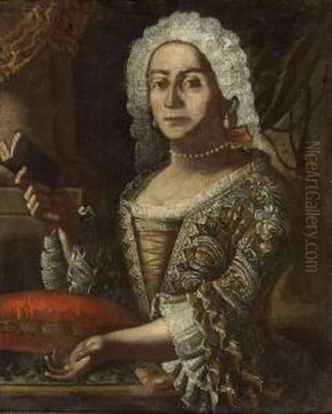 Portrait Of A Lady In An Embroidered Gown - view 1
