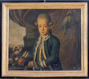 Ritratto Di Giovinetto Con Pappagallo E Natura Morta Di Fiori
