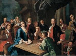 Elegant Figures Playing Cards At A Table Elegant Figures Playing Cards At A Table