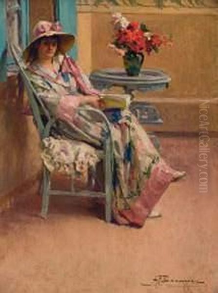 Elegante A Sa Lecture, Circa 1910 - view 1