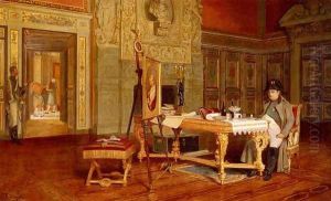 Napoleon Contemplating A Portrait Of The King Of Rome Before His Departure For Elba, 1814 by Gustave Bettinger
