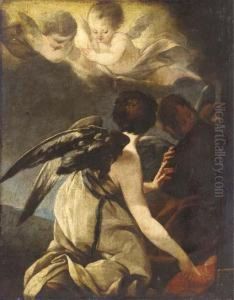 Angels Kneeling Near A Book And A
 Cardinal's Hat, Two Putti Bearing A Martyr's Palm Above: A Fragment