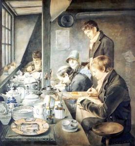 Painting Room of Mr. Baxter, No. 1 Goldsmith Street, Gough Square, London 1810 by Thomas Baxter