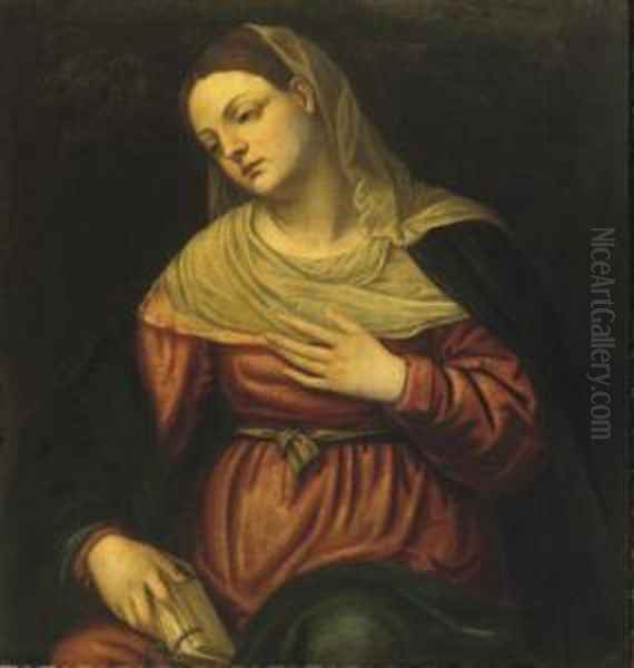 The Virgin Contemplating With A Book In Her Hand - view 1