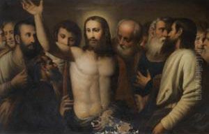 Christ Amongst The Disciples by Alessandro Bonvicino (Moretto da Brescia)