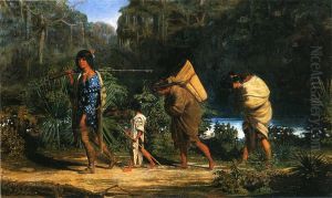 Louisiana Indians Walking along a Bayou by Alfred Boisseau