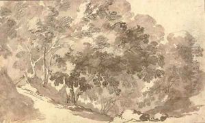 A wooded hillside by Jan de Bisschop