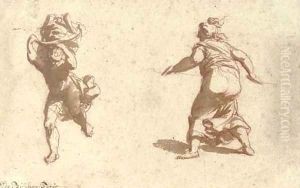 A running figure with flying draperies, and a female figure seen from behind by Jan de Bisschop