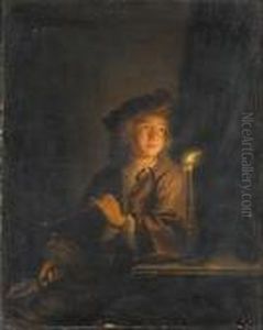 A Youth Smoking A Pipe By Candlelight by Arnold Boonen