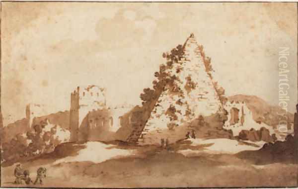 The Aurelian Walls and the Pyramid of Cestius, Rome - view 1
