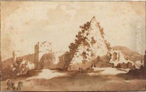 The Aurelian Walls and the Pyramid of Cestius, Rome by Jan de Bisschop