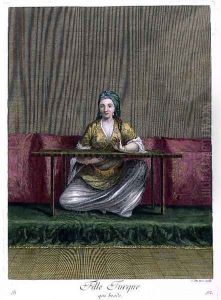Turkish Girl, embroidering by C. du Bose