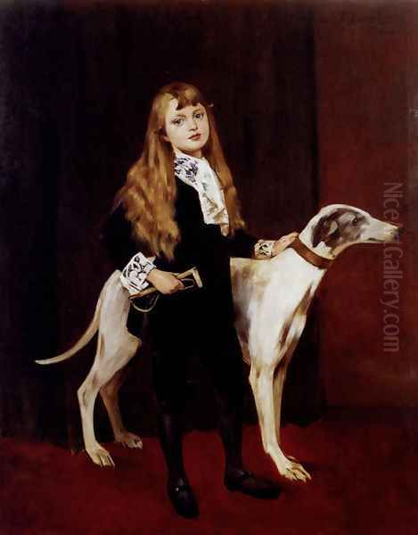 Young Girl With A Greyhound - view 1