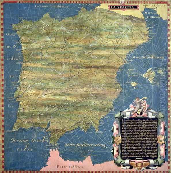 Map of Sixteenth Century Spain, from the 'Sala delle Carte Geografiche' - view 1