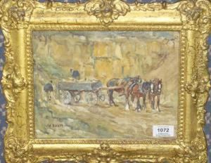 R.cam.a., R.c.a. "quarrying", 
Figures With Horses And A Cart Quarrying Stone Signed And Dated "1912", 
Also Inscribed On A Later Label Verso by James William Booth