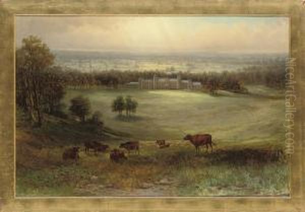 Cattle On A Hillside, A Country House In The Distance - view 1