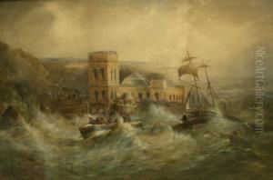 The Great Storm Scarborough With The Lifeboat Off The Spa