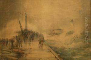 Steam Paddle Tug Returning To Whitby Harbour by Frederick William Booty