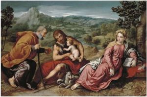 The Holy Family With Saint John The Baptist In An Extensive Landscape The Holy Family With Saint John The Baptist In An Extensive Landscape