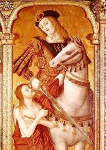 Virgin and Child with SS. Gregory and Martin, (detail of St. Martin) 1517 by Nikola Bozidarovic