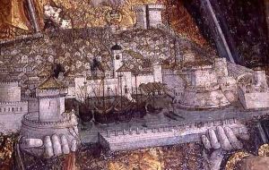 The walled city carried by St. Blaise (detail) The walled city carried by St. Blaise (detail)