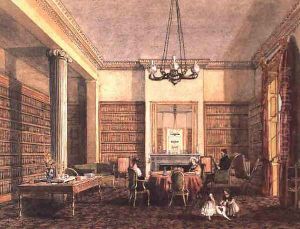 The library at Thirlestaine House, Cheltenham by Harriet Rushout Bowles