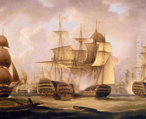 The Battle Of Cape St. Vincent, February 14, 1797, The San Nicolas And The San Josef by Thomas Buttersworth
