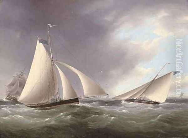 Cutters racing in the Channel off the Seven Sisters - view 1