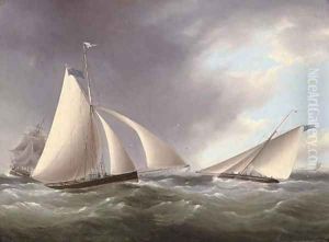 Cutters racing in the Channel off the Seven Sisters by Thomas Buttersworth