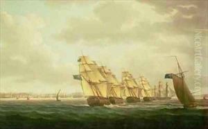 Nelson on the 'Theseus' with the Inshore Squadron off Cadiz