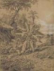 Bananier Dans Un Paysage Sur L'ile De Lucon by Auguste Borget