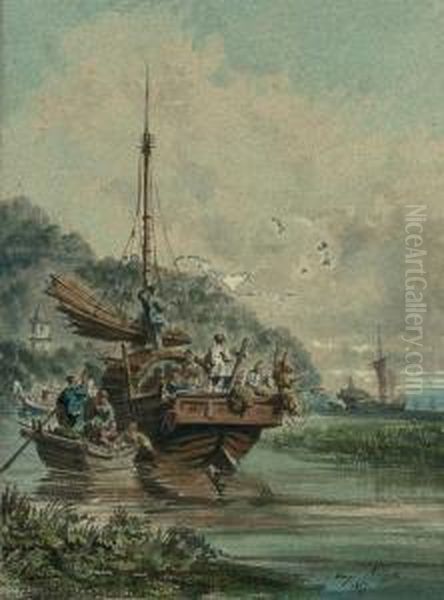 A Junk At Anchor, Macao - view 1