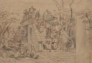 A Bridge Near Canton by Auguste Borget