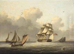 An outward-bound frigate running down the Channel by Thomas Buttersworth